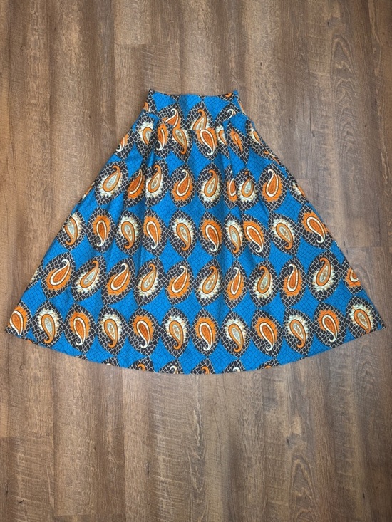 Dresses & Skirts - YAYG Women’s Blue & Orange Paisley A-Line Maxi Skirt With Pockets Size Medium